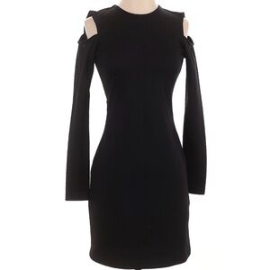Vera Wang Black Long Sleeve Cold Shoulder Dress